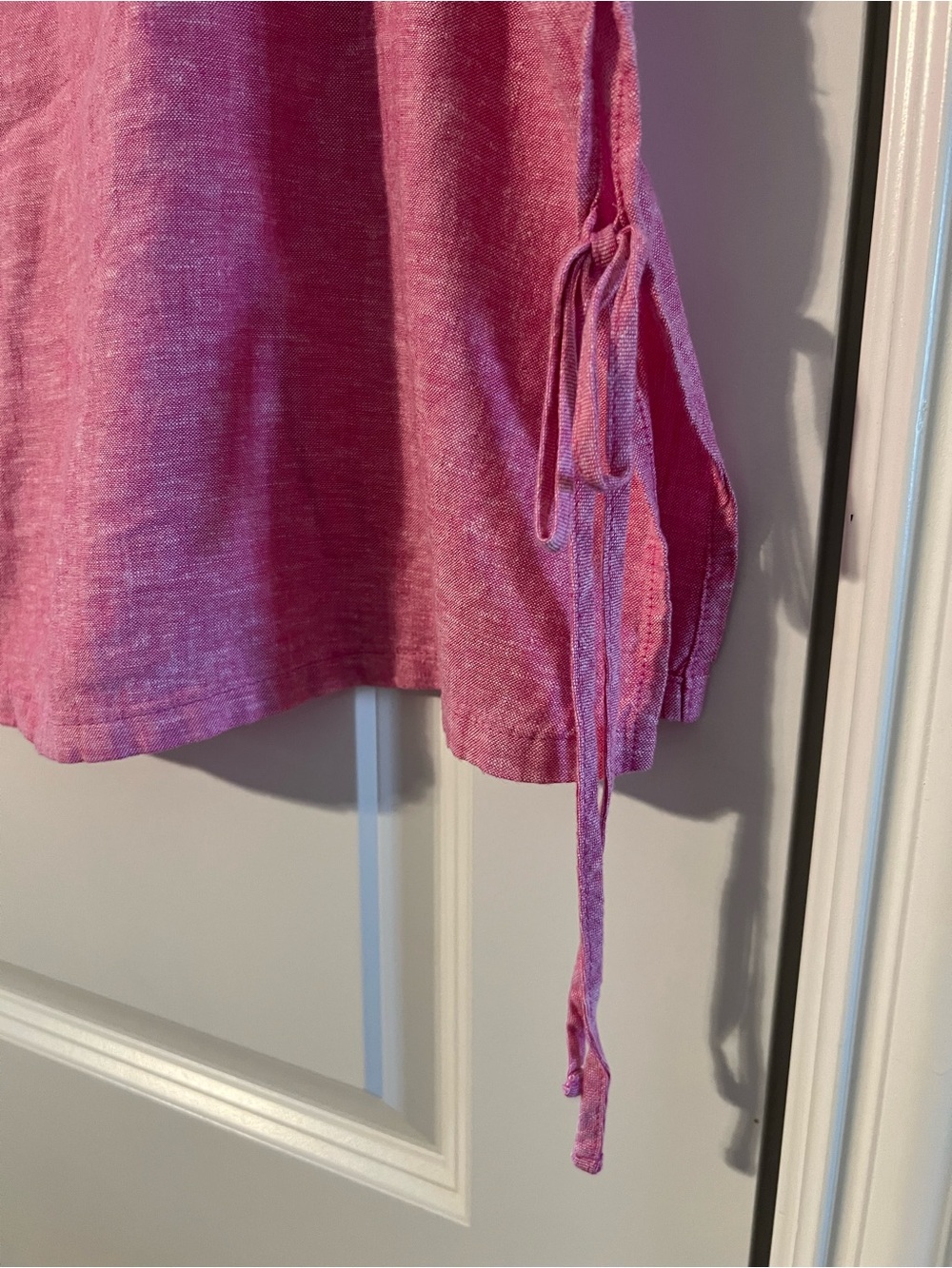 Pink Ruffle Sleeve Linen Top - Picture 2 of 7